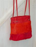Hotsjok design  taske i rød og orange koskind med 